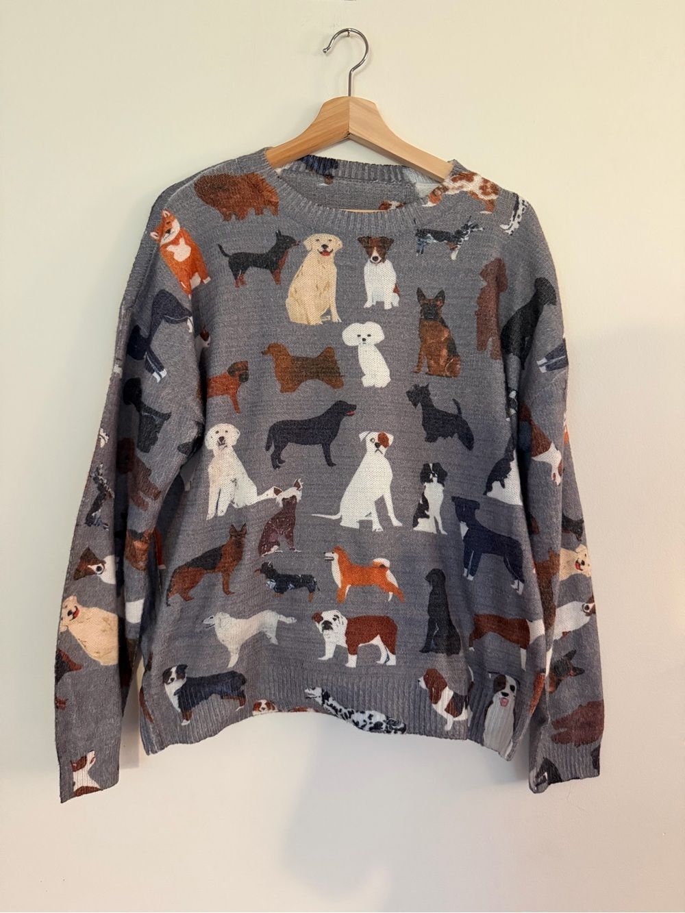 Gray Dog Print Sweater - Pet Lover Pullover